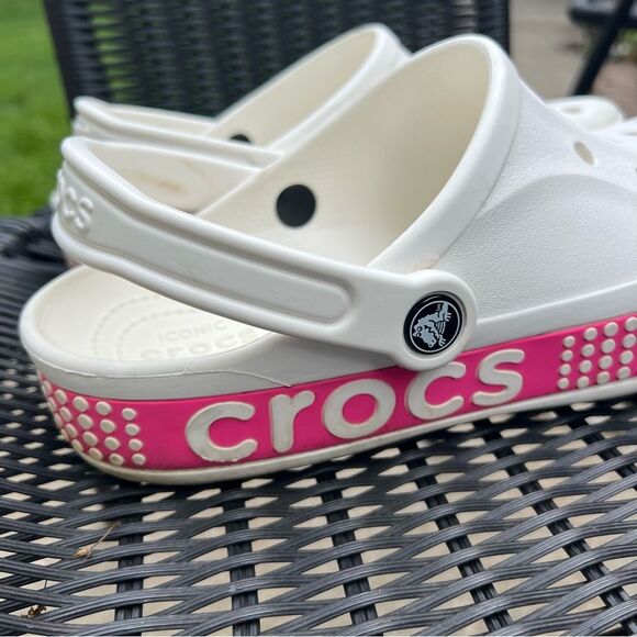 Crocs Adults Bayaband Logo White & Pink Women’s 10 // Men’s 8 - Picture 10 of 16